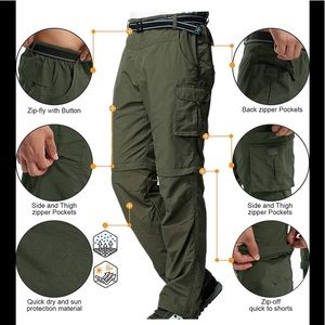 Hiking pants zip off to shorts quick dry safari pants sz 36” by 30” nwt